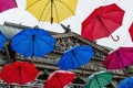 Installation Alley umbrellas in Solyanoi lane in Saint Petersburg.